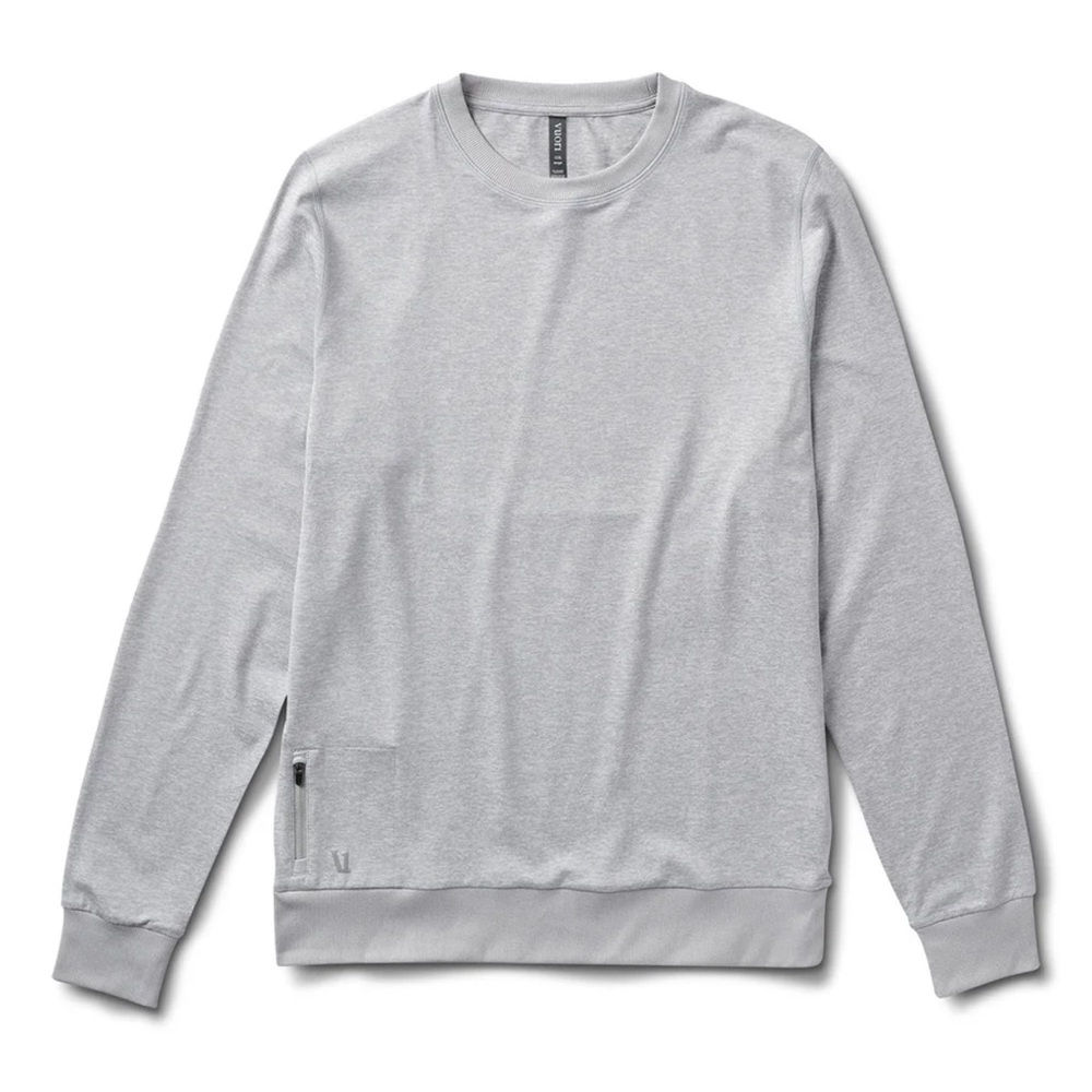 Vuori Mens Ponto Performance Crew Platinum Light Heather Grey